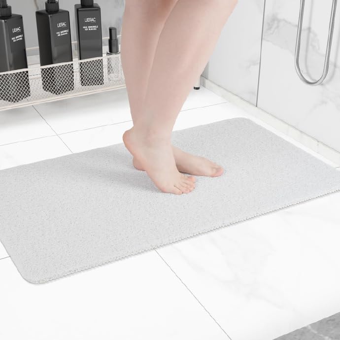 Hargiis Non Slip Bathtub Mat, Foot Scrubber Anti Slip Fast Drying Shower Mat for Tub, Floor,Bathroom, Home, Kitchen, Hotel, Beige, 24x16 Inches