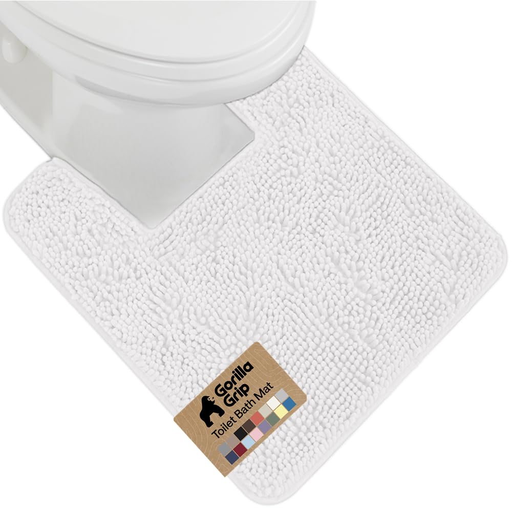 GORILLA GRIP Bath Rug Mat, Thick Soft Absorbent Chenille, Quick Dry Microfiber Mats, Rubber Backing, Machine Washable Shower Floor Rugs, Bathroom Bathmat Home Decor Accessories, 24x17 Grey