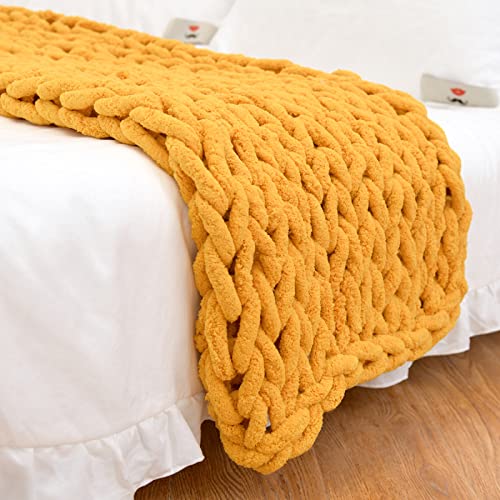 Chunky Knit Blanket Throw 40"×40", Hand Knitted Warm Chenille Throw Blanket, Home Decor Soft Thick Yarn Cable Knit Blanket, Soft Breathable Fleece Banket Christmas for Couch Bed Sofa Best Gift (Gray)
