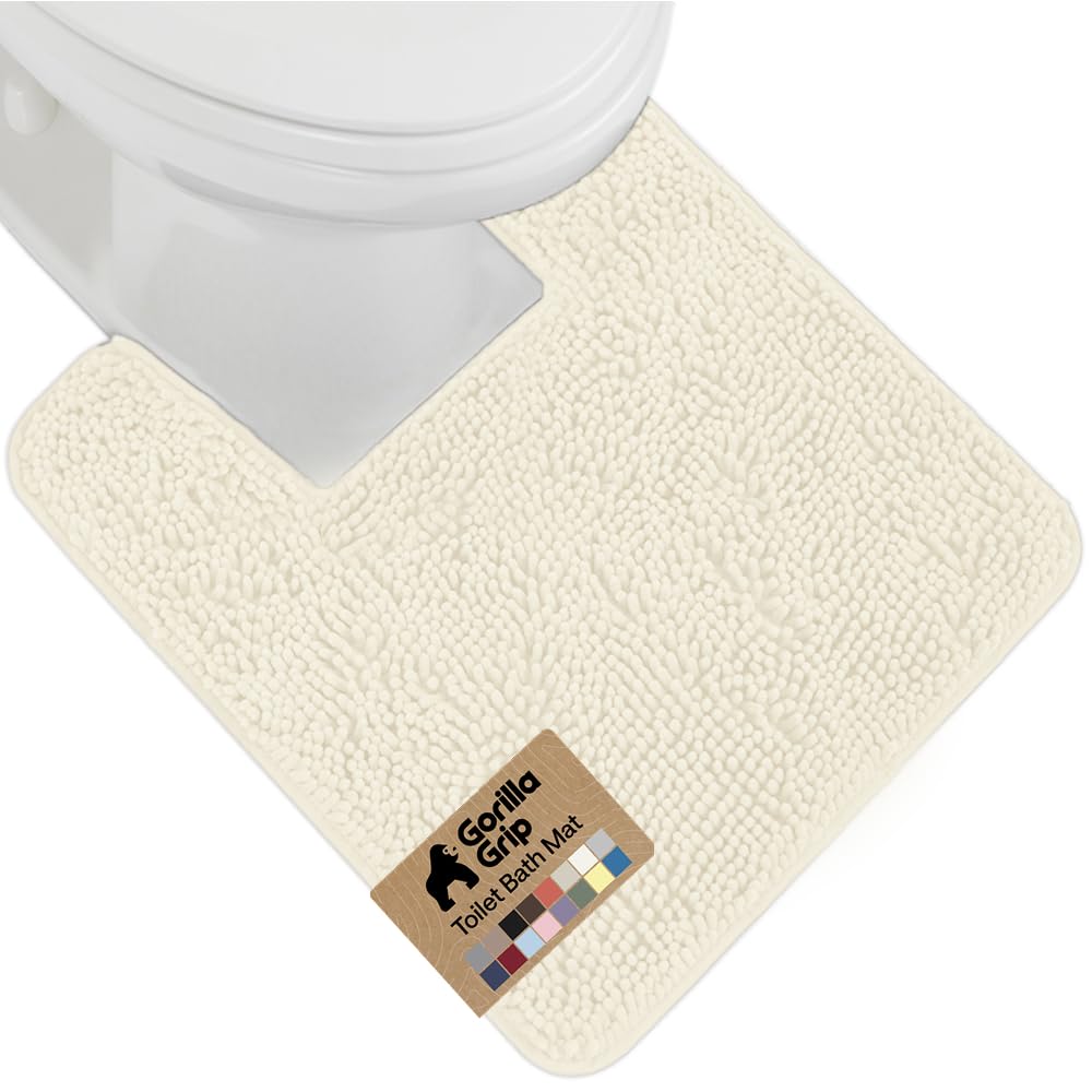 GORILLA GRIP Bath Rug Mat, Thick Soft Absorbent Chenille, Quick Dry Microfiber Mats, Rubber Backing, Machine Washable Shower Floor Rugs, Bathroom Bathmat Home Decor Accessories, 24x17 Grey