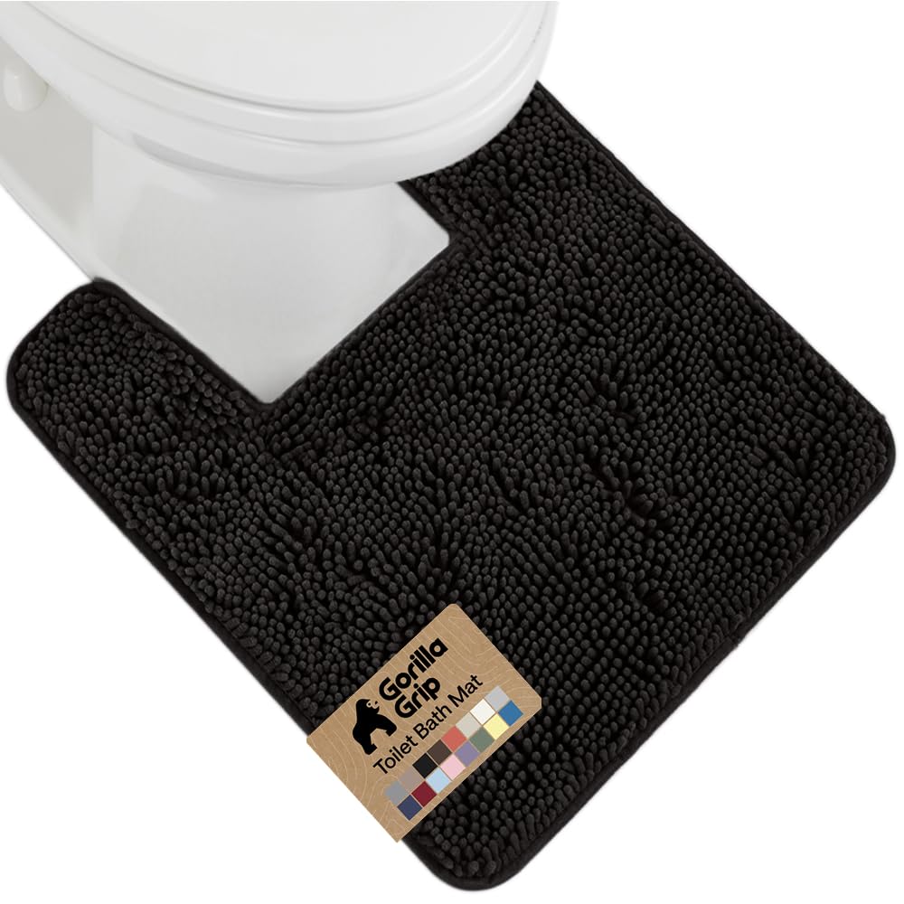 GORILLA GRIP Bath Rug Mat, Thick Soft Absorbent Chenille, Quick Dry Microfiber Mats, Rubber Backing, Machine Washable Shower Floor Rugs, Bathroom Bathmat Home Decor Accessories, 24x17 Grey