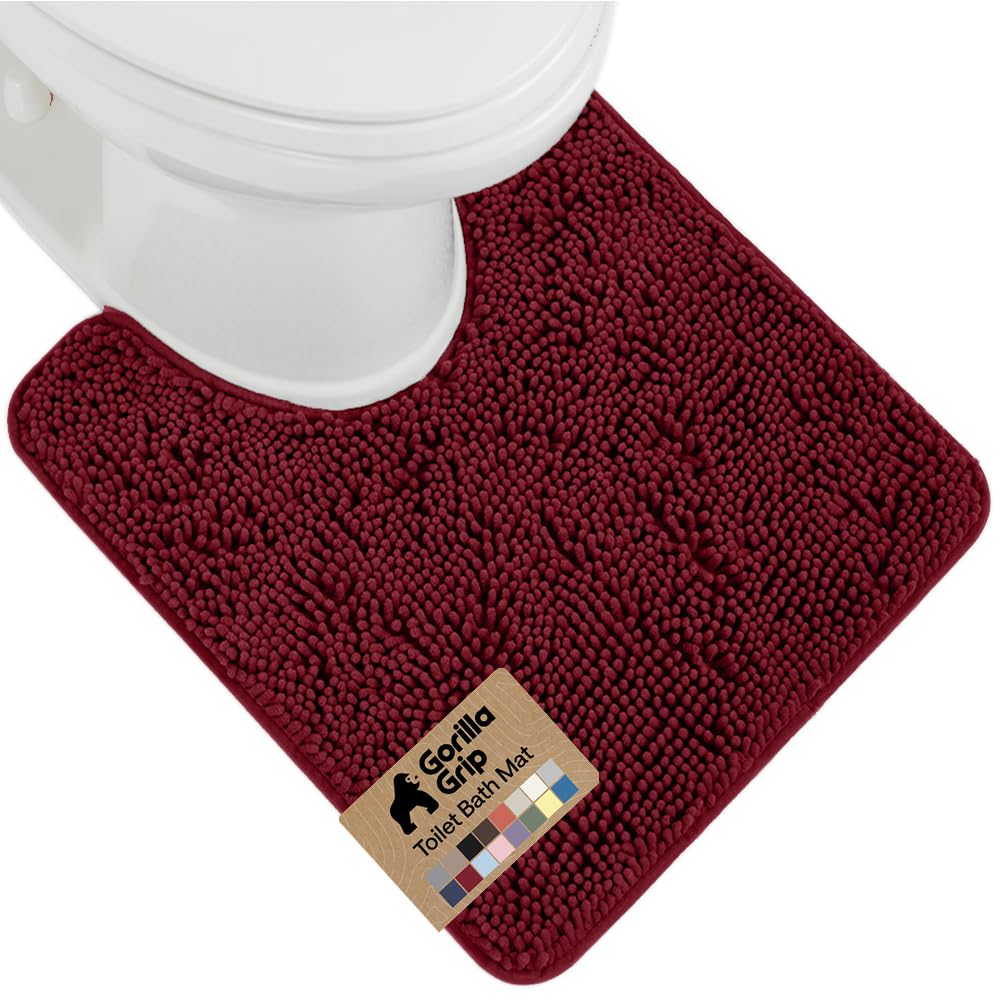GORILLA GRIP Bath Rug Mat, Thick Soft Absorbent Chenille, Quick Dry Microfiber Mats, Rubber Backing, Machine Washable Shower Floor Rugs, Bathroom Bathmat Home Decor Accessories, 24x17 Grey
