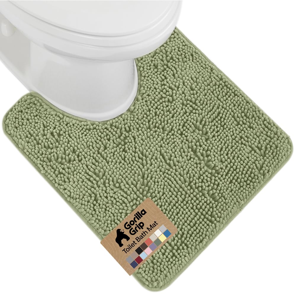 GORILLA GRIP Bath Rug Mat, Thick Soft Absorbent Chenille, Quick Dry Microfiber Mats, Rubber Backing, Machine Washable Shower Floor Rugs, Bathroom Bathmat Home Decor Accessories, 24x17 Grey