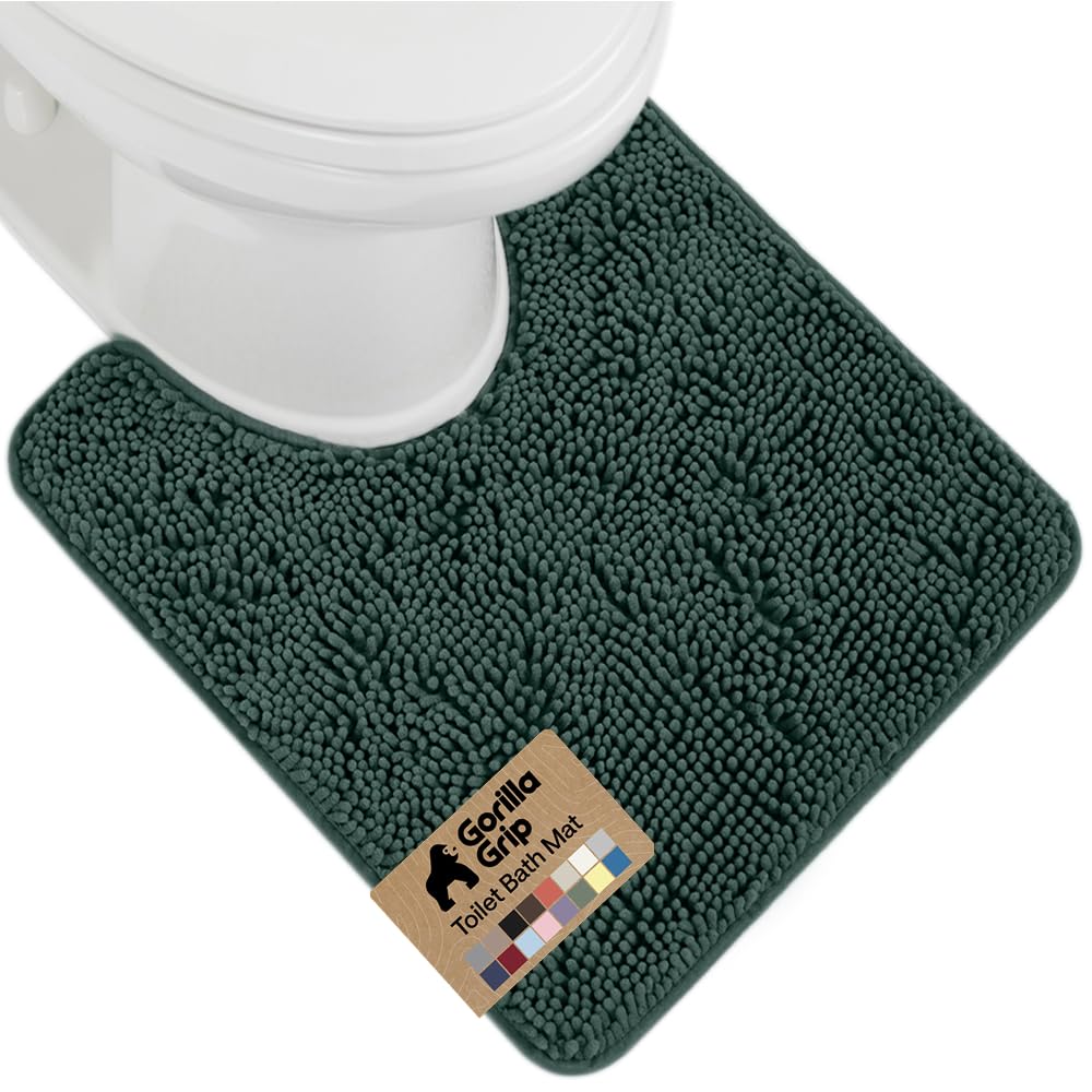 GORILLA GRIP Bath Rug Mat, Thick Soft Absorbent Chenille, Quick Dry Microfiber Mats, Rubber Backing, Machine Washable Shower Floor Rugs, Bathroom Bathmat Home Decor Accessories, 24x17 Grey