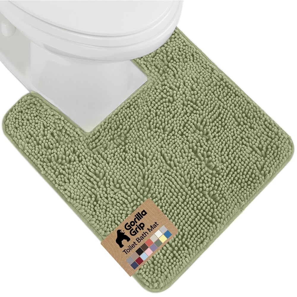 GORILLA GRIP Bath Rug Mat, Thick Soft Absorbent Chenille, Quick Dry Microfiber Mats, Rubber Backing, Machine Washable Shower Floor Rugs, Bathroom Bathmat Home Decor Accessories, 24x17 Grey
