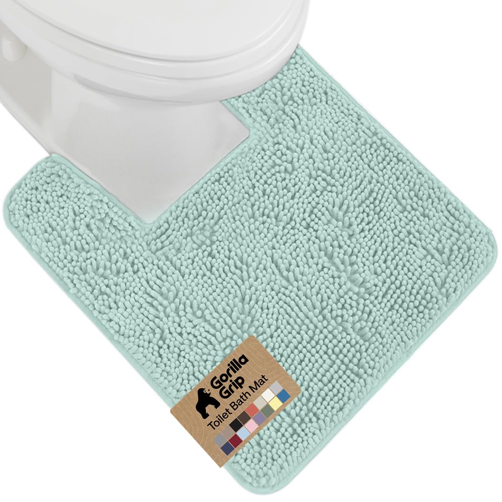 GORILLA GRIP Bath Rug Mat, Thick Soft Absorbent Chenille, Quick Dry Microfiber Mats, Rubber Backing, Machine Washable Shower Floor Rugs, Bathroom Bathmat Home Decor Accessories, 24x17 Grey