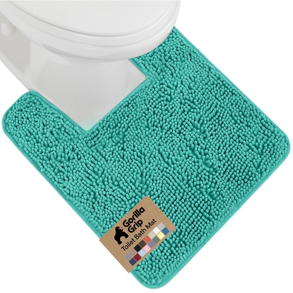 GORILLA GRIP Bath Rug Mat, Thick Soft Absorbent Chenille, Quick Dry Microfiber Mats, Rubber Backing, Machine Washable Shower Floor Rugs, Bathroom Bathmat Home Decor Accessories, 24x17 Grey