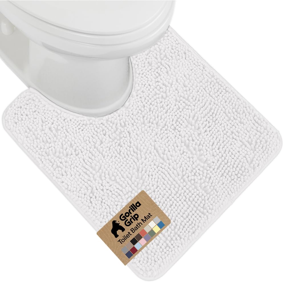 GORILLA GRIP Bath Rug Mat, Thick Soft Absorbent Chenille, Quick Dry Microfiber Mats, Rubber Backing, Machine Washable Shower Floor Rugs, Bathroom Bathmat Home Decor Accessories, 24x17 Grey