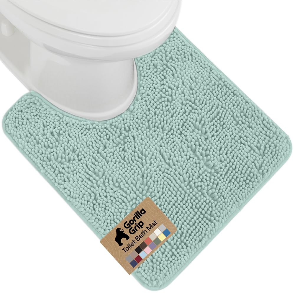 GORILLA GRIP Bath Rug Mat, Thick Soft Absorbent Chenille, Quick Dry Microfiber Mats, Rubber Backing, Machine Washable Shower Floor Rugs, Bathroom Bathmat Home Decor Accessories, 24x17 Grey