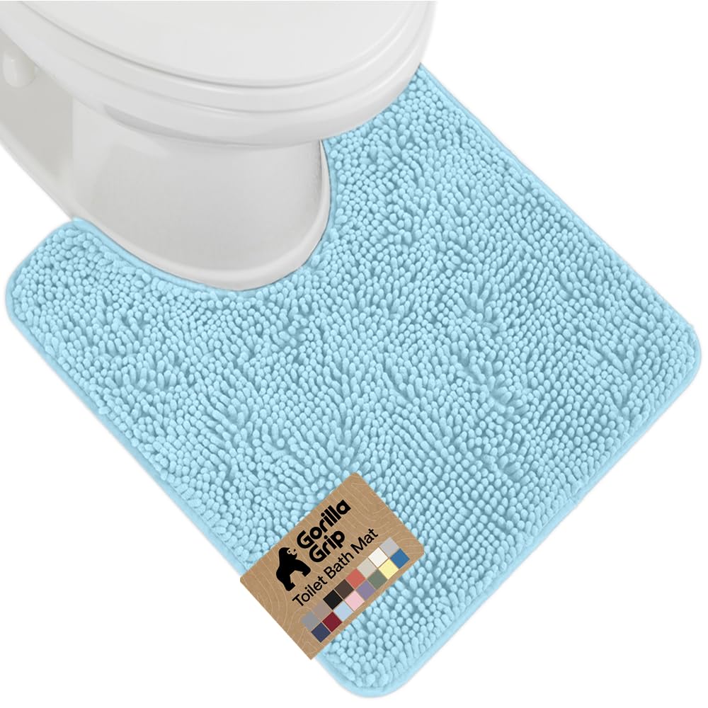 GORILLA GRIP Bath Rug Mat, Thick Soft Absorbent Chenille, Quick Dry Microfiber Mats, Rubber Backing, Machine Washable Shower Floor Rugs, Bathroom Bathmat Home Decor Accessories, 24x17 Grey