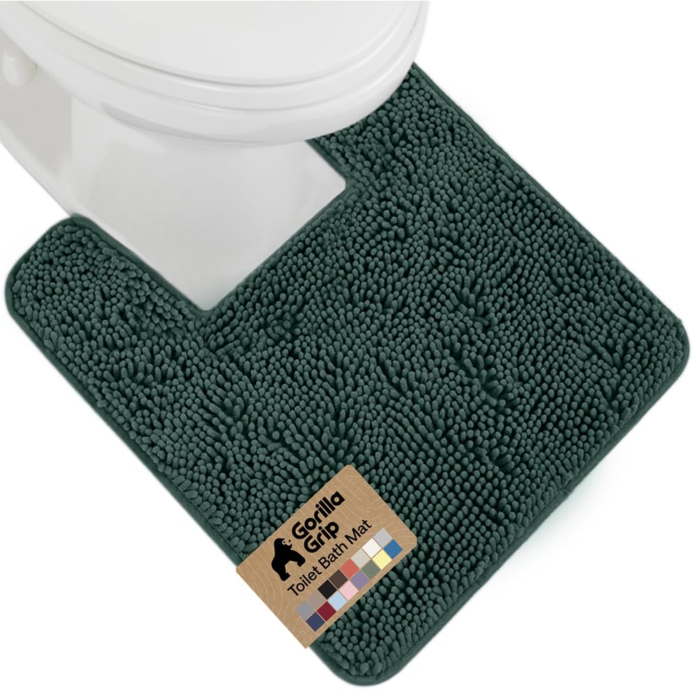 GORILLA GRIP Bath Rug Mat, Thick Soft Absorbent Chenille, Quick Dry Microfiber Mats, Rubber Backing, Machine Washable Shower Floor Rugs, Bathroom Bathmat Home Decor Accessories, 24x17 Grey