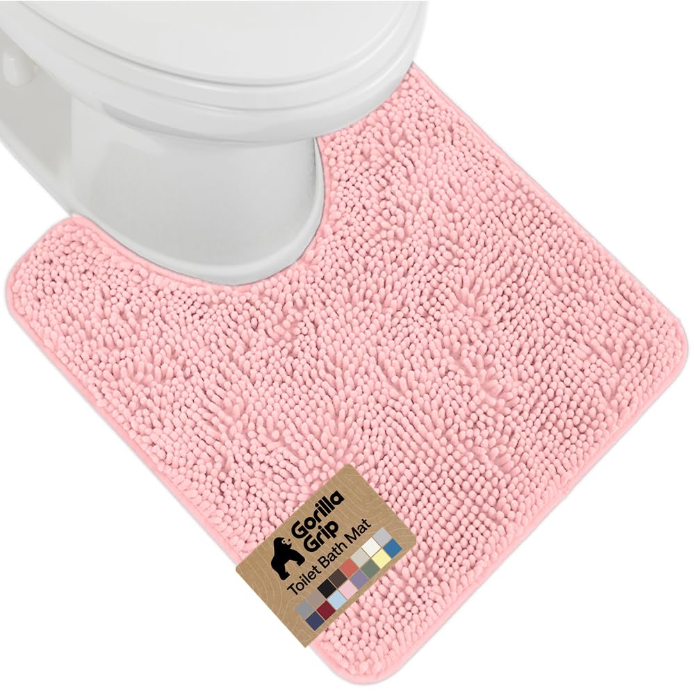 GORILLA GRIP Bath Rug Mat, Thick Soft Absorbent Chenille, Quick Dry Microfiber Mats, Rubber Backing, Machine Washable Shower Floor Rugs, Bathroom Bathmat Home Decor Accessories, 24x17 Grey