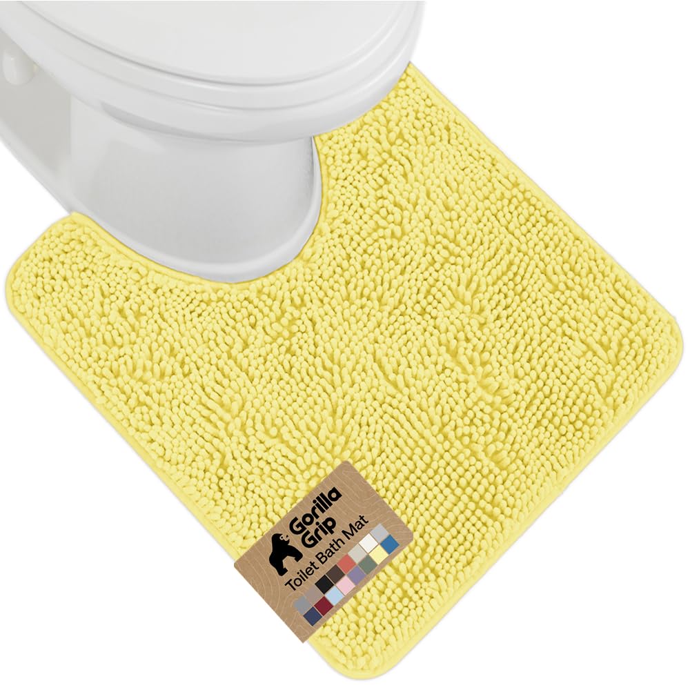 GORILLA GRIP Bath Rug Mat, Thick Soft Absorbent Chenille, Quick Dry Microfiber Mats, Rubber Backing, Machine Washable Shower Floor Rugs, Bathroom Bathmat Home Decor Accessories, 24x17 Grey
