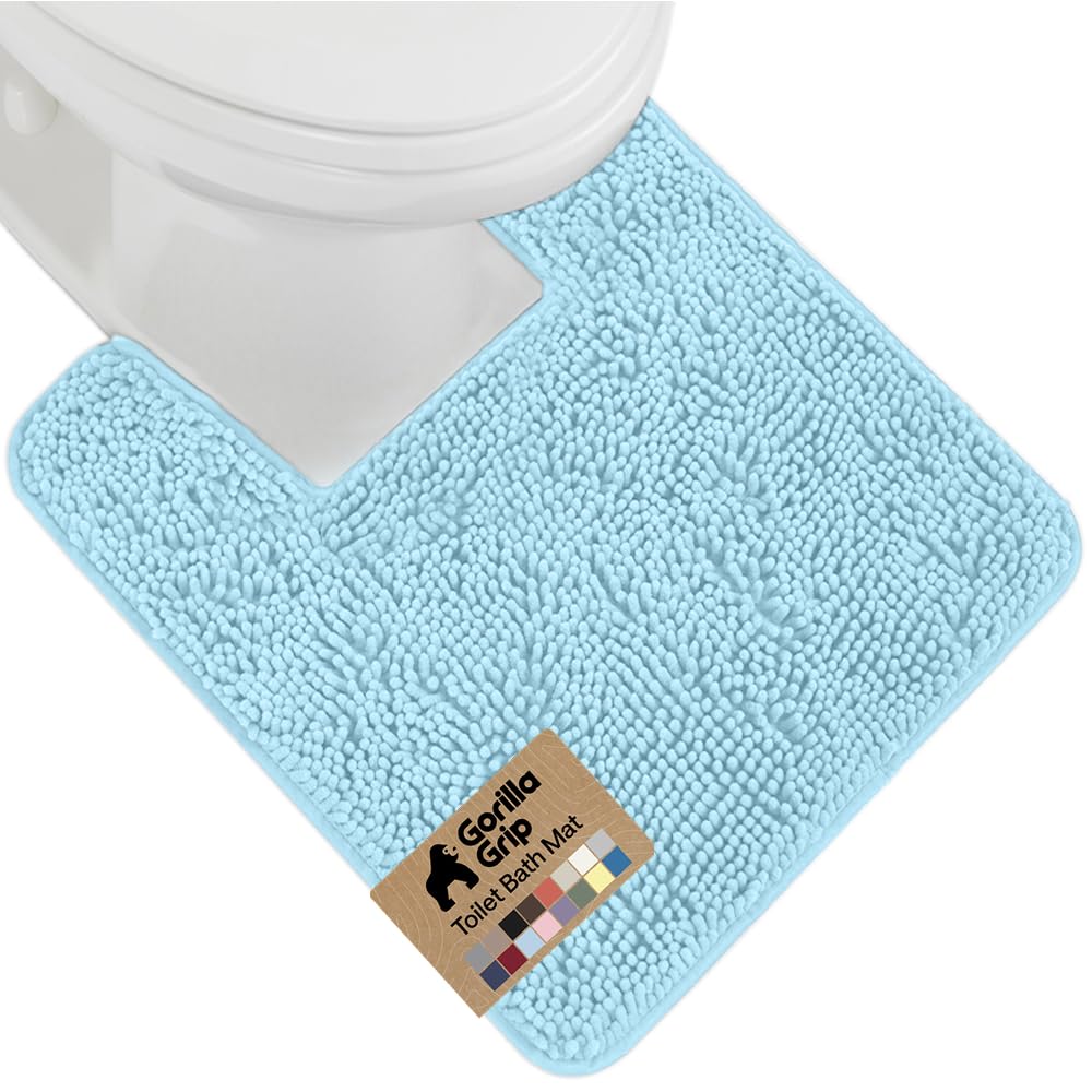 GORILLA GRIP Bath Rug Mat, Thick Soft Absorbent Chenille, Quick Dry Microfiber Mats, Rubber Backing, Machine Washable Shower Floor Rugs, Bathroom Bathmat Home Decor Accessories, 24x17 Grey