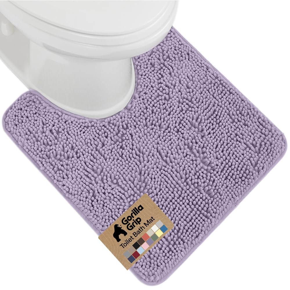 GORILLA GRIP Bath Rug Mat, Thick Soft Absorbent Chenille, Quick Dry Microfiber Mats, Rubber Backing, Machine Washable Shower Floor Rugs, Bathroom Bathmat Home Decor Accessories, 24x17 Grey