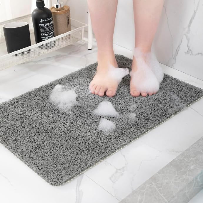 Hargiis Non Slip Bathtub Mat, Foot Scrubber Anti Slip Fast Drying Shower Mat for Tub, Floor,Bathroom, Home, Kitchen, Hotel, Beige, 24x16 Inches