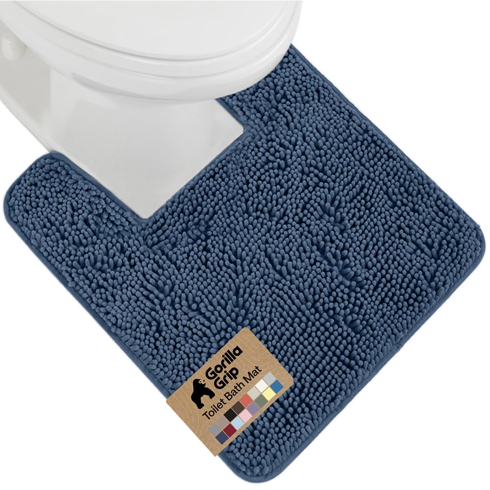 GORILLA GRIP Bath Rug Mat, Thick Soft Absorbent Chenille, Quick Dry Microfiber Mats, Rubber Backing, Machine Washable Shower Floor Rugs, Bathroom Bathmat Home Decor Accessories, 24x17 Grey