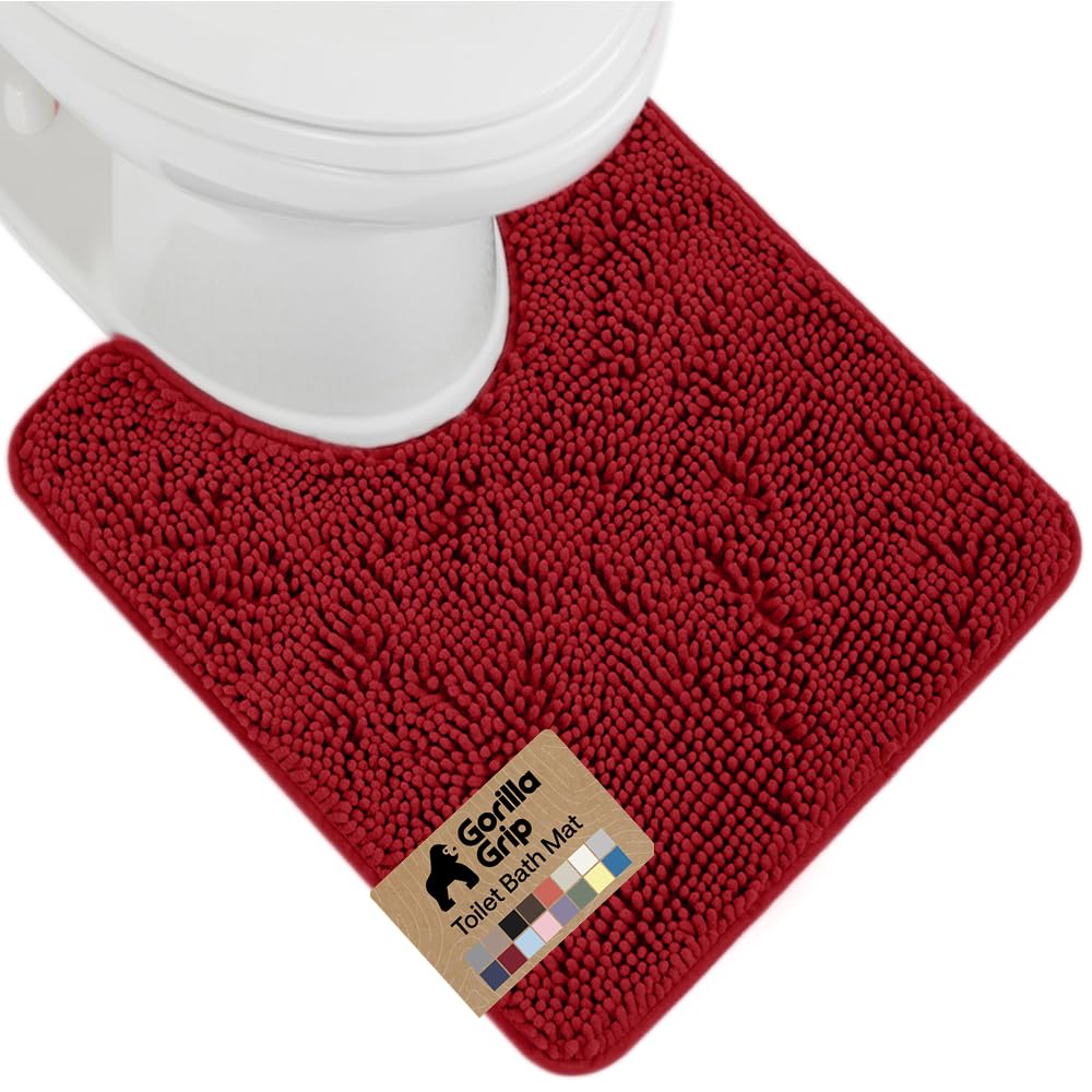 GORILLA GRIP Bath Rug Mat, Thick Soft Absorbent Chenille, Quick Dry Microfiber Mats, Rubber Backing, Machine Washable Shower Floor Rugs, Bathroom Bathmat Home Decor Accessories, 24x17 Grey