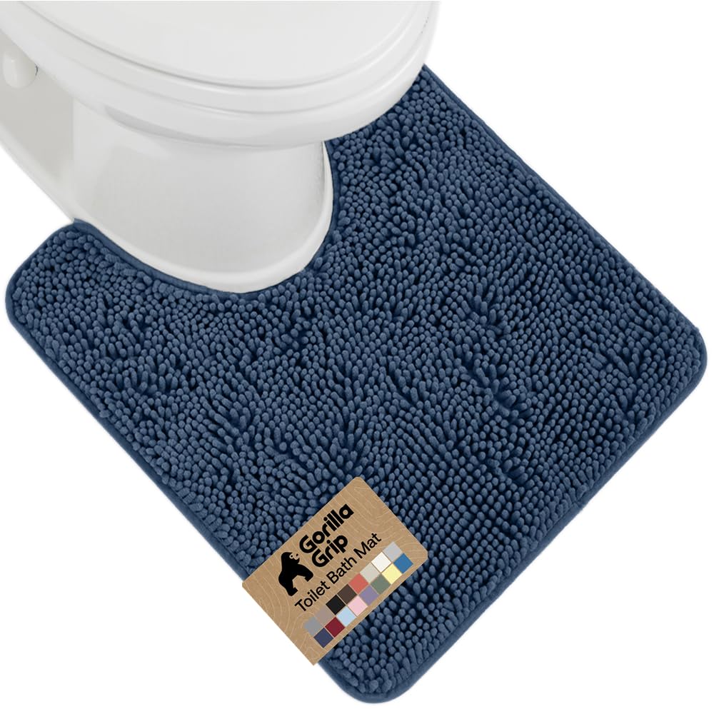 GORILLA GRIP Bath Rug Mat, Thick Soft Absorbent Chenille, Quick Dry Microfiber Mats, Rubber Backing, Machine Washable Shower Floor Rugs, Bathroom Bathmat Home Decor Accessories, 24x17 Grey