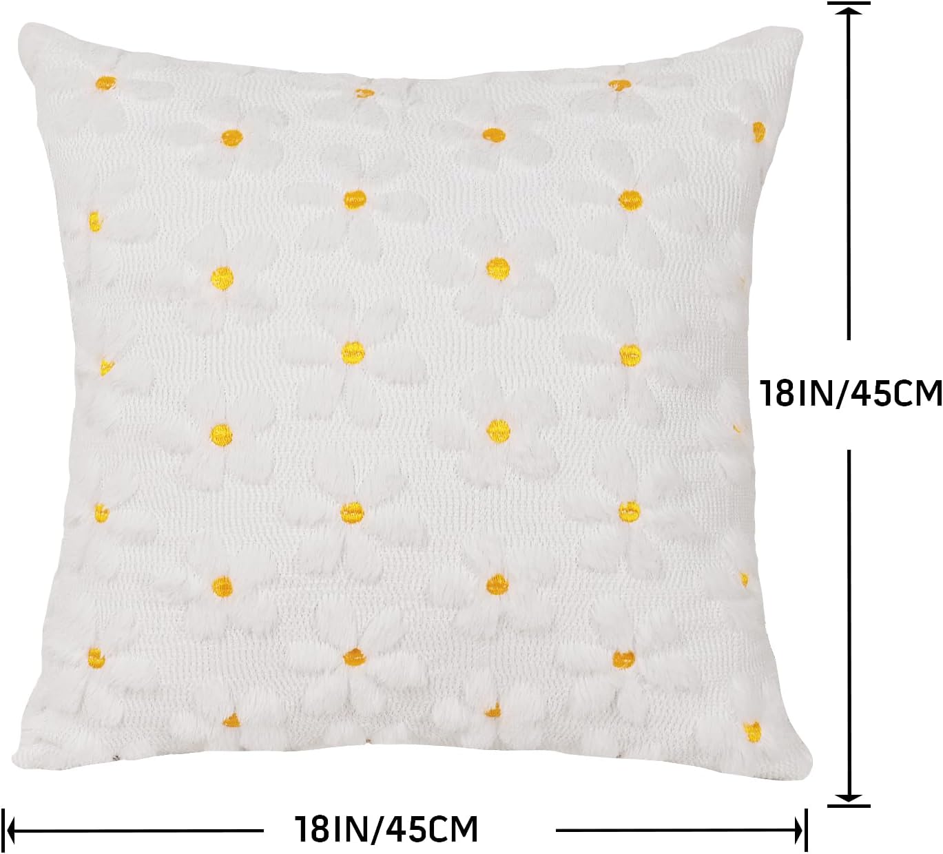 Yuubin Spring Summer Pillow Covers 18x18 Set of 2,White Daisy Pillow Cases Home Sofa Farmhouse Outdoors Indoor Couch Holiday Decor Plush Faux Fur Floral Pillow Decorations