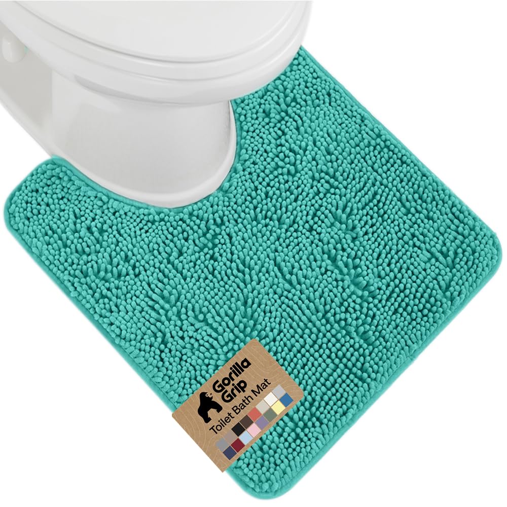 GORILLA GRIP Bath Rug Mat, Thick Soft Absorbent Chenille, Quick Dry Microfiber Mats, Rubber Backing, Machine Washable Shower Floor Rugs, Bathroom Bathmat Home Decor Accessories, 24x17 Grey