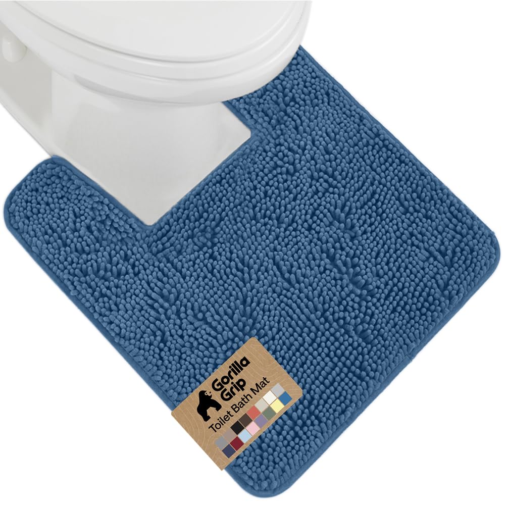 GORILLA GRIP Bath Rug Mat, Thick Soft Absorbent Chenille, Quick Dry Microfiber Mats, Rubber Backing, Machine Washable Shower Floor Rugs, Bathroom Bathmat Home Decor Accessories, 24x17 Grey