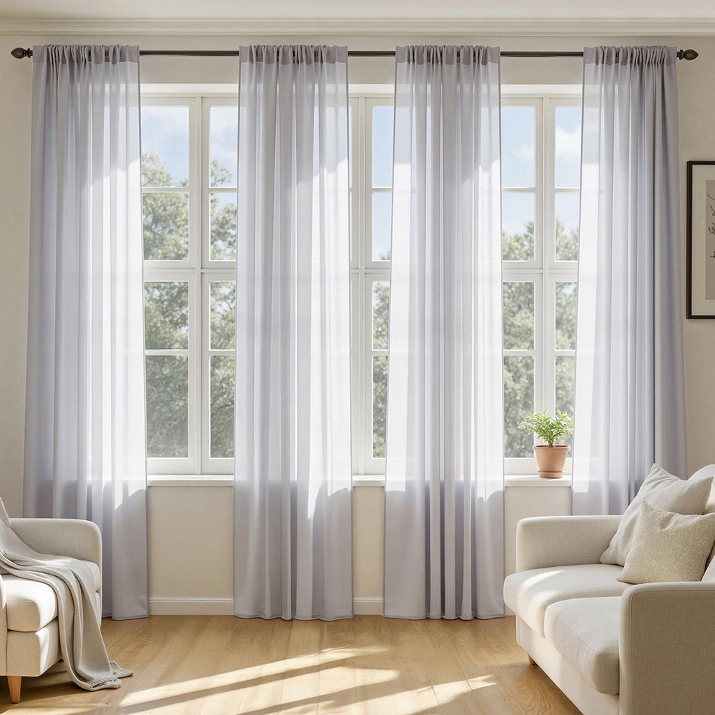 MIULEE White Sheer Curtains 84 Inches Long, 4 Panels Set, Light Filtering Rod Pocket Voile Drapes for Living Room and Bedroom, Airy Soft Fabric Window Treatments, 42 x 84 Inches