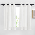 NICETOWN Linen Textured Semi Sheer Curtains 84 inches Length, Eyelet Top Bedroom Window Privacy Translucent Light Filtering Flax Sheer Drapes for Guest Room, 52 inches Wide, 2 Panels, Sea Mist
