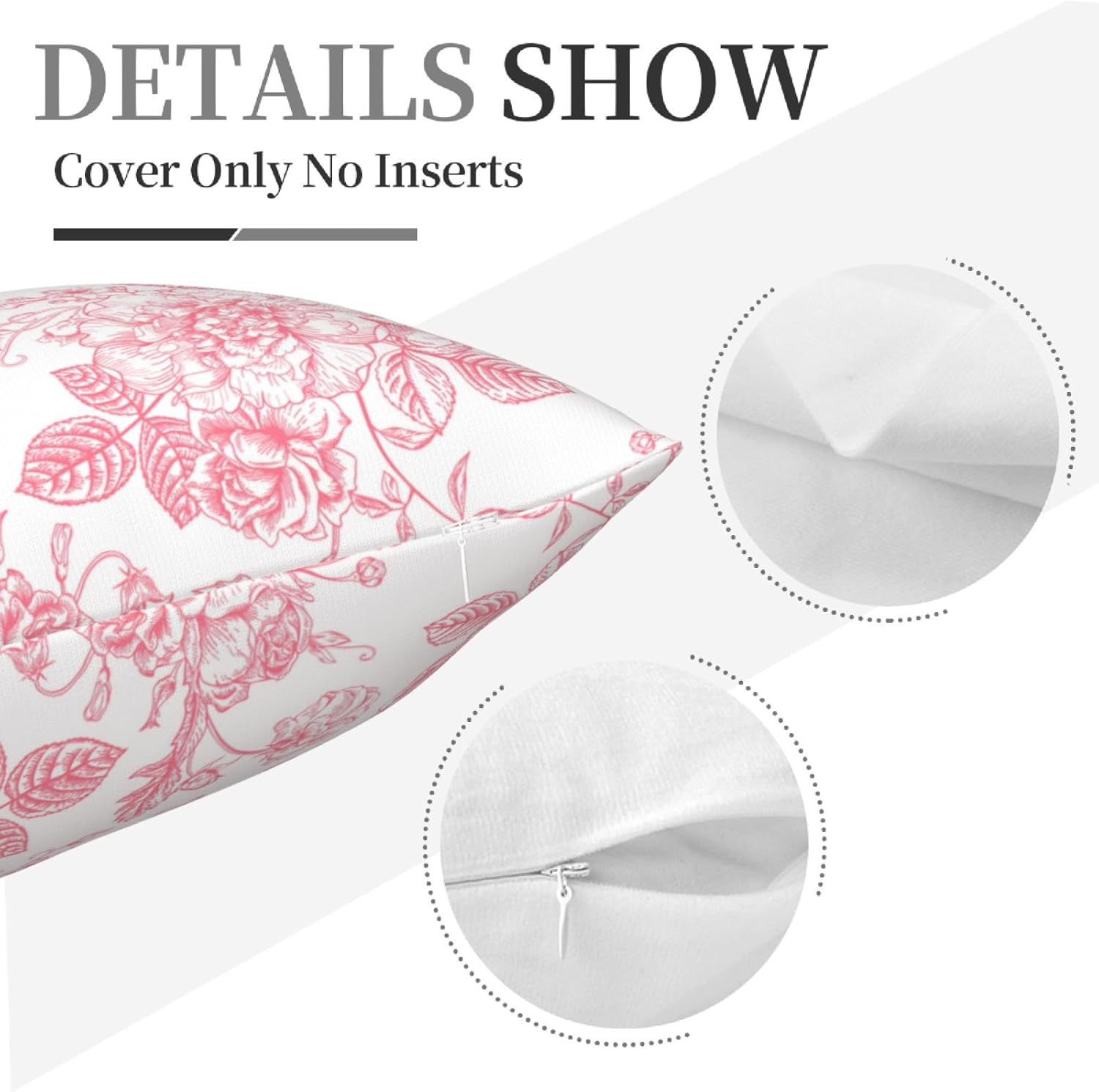 Pink and White Floral Throw Pillow Covers 18x18 Inches Set of 2, Decorative Vintage Chinoiserie Flower Pillow Case Farmhouse Cushion Covers for Sofa Bed Couch Living Room