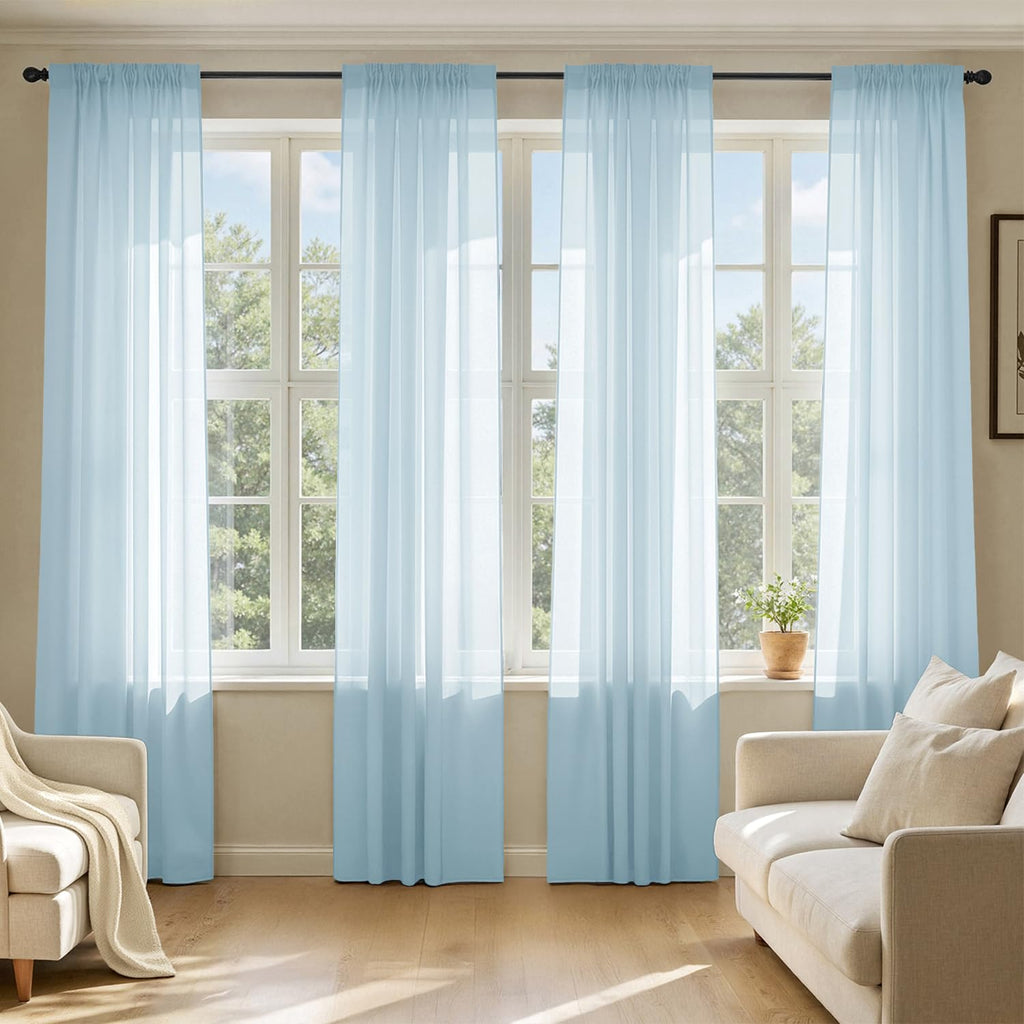 MIULEE White Sheer Curtains 84 Inches Long, 4 Panels Set, Light Filtering Rod Pocket Voile Drapes for Living Room and Bedroom, Airy Soft Fabric Window Treatments, 42 x 84 Inches