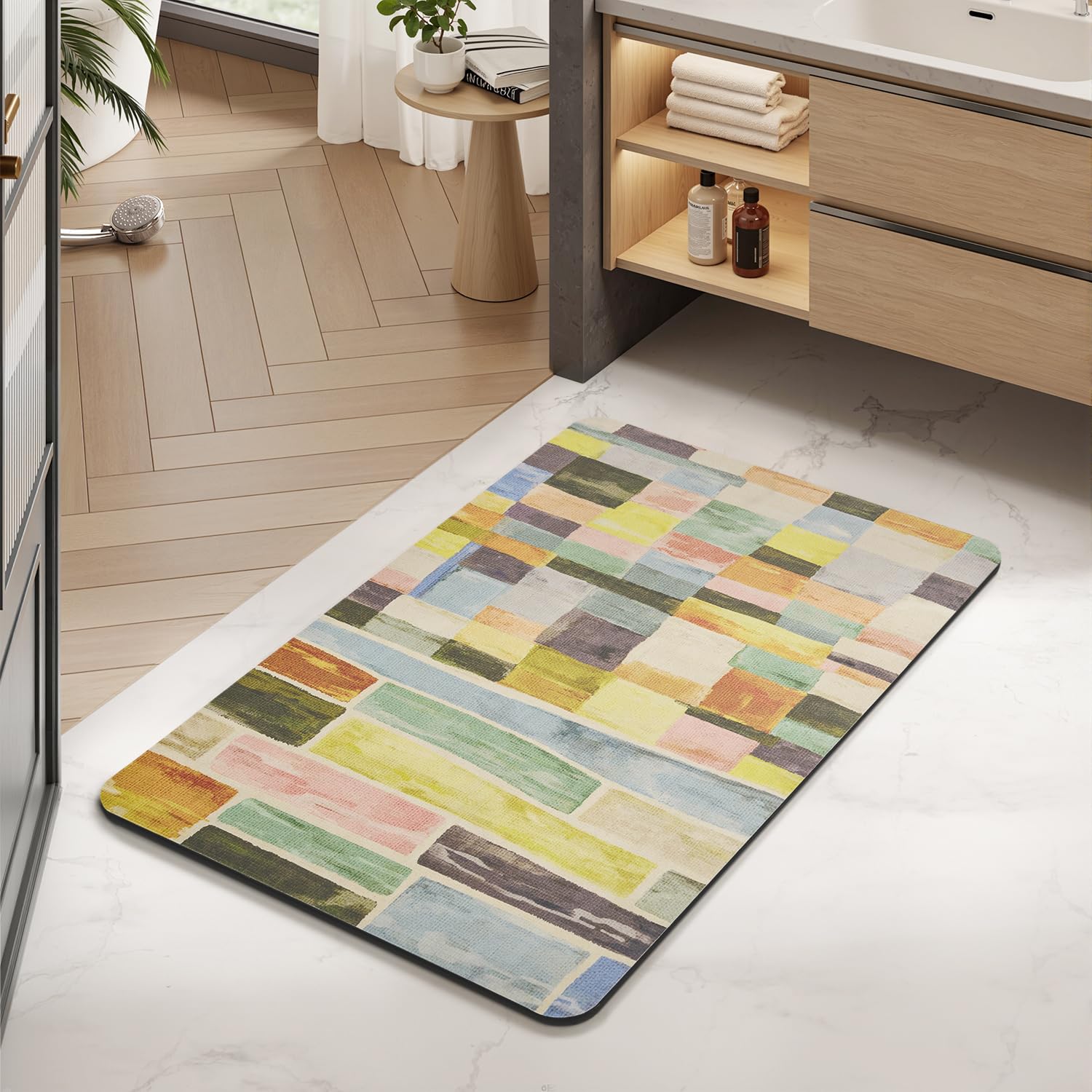 MontVoo -Bath Mat-Rubber Backing Non SlipThin Bathroom Rugs Fit Under Door- Quick Dry Absorbent Faux Suede Surface Grey Bathroom Floor Mats-Shower Rug for in Front of Bathtub Shower Gray 16x24
