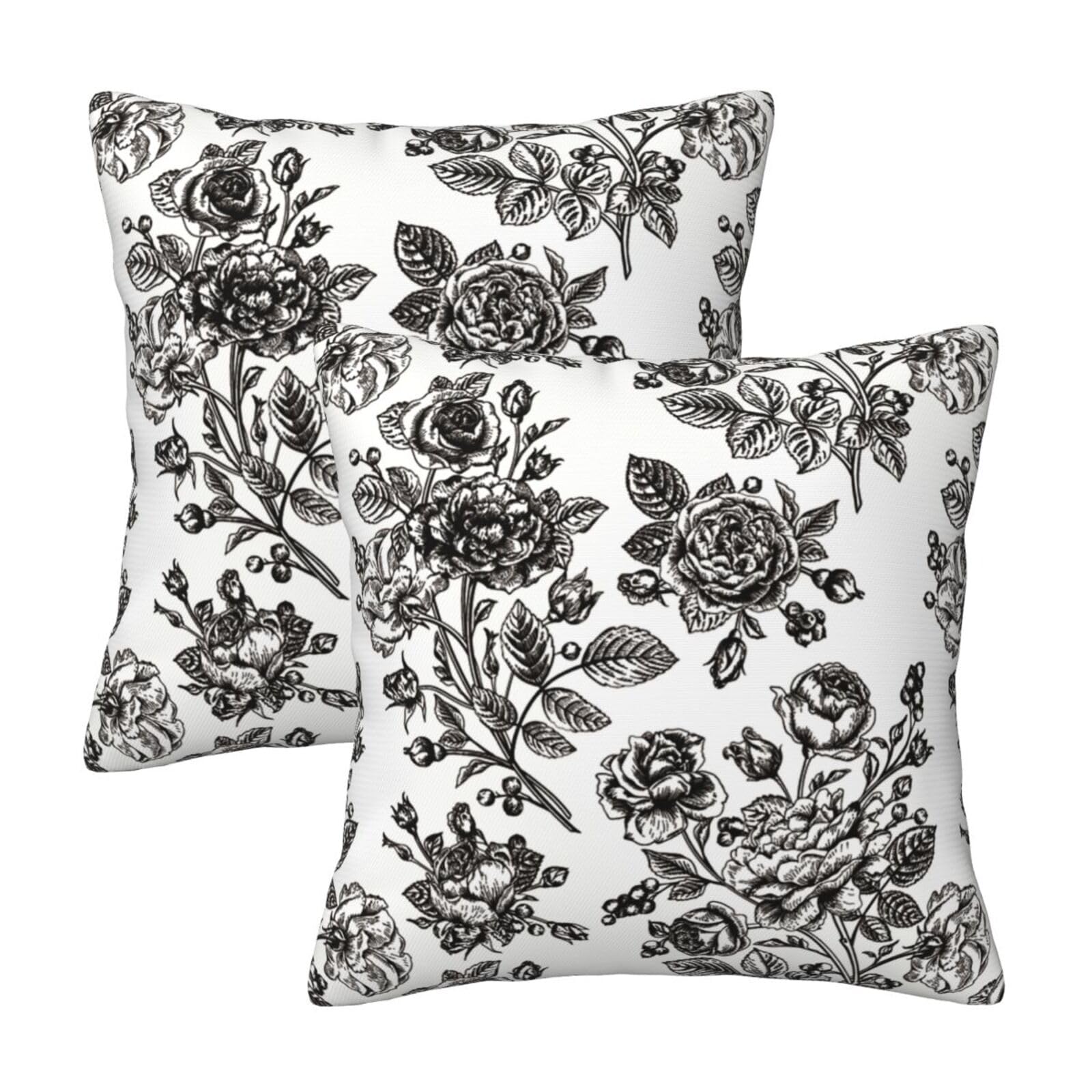 Pink and White Floral Throw Pillow Covers 18x18 Inches Set of 2, Decorative Vintage Chinoiserie Flower Pillow Case Farmhouse Cushion Covers for Sofa Bed Couch Living Room