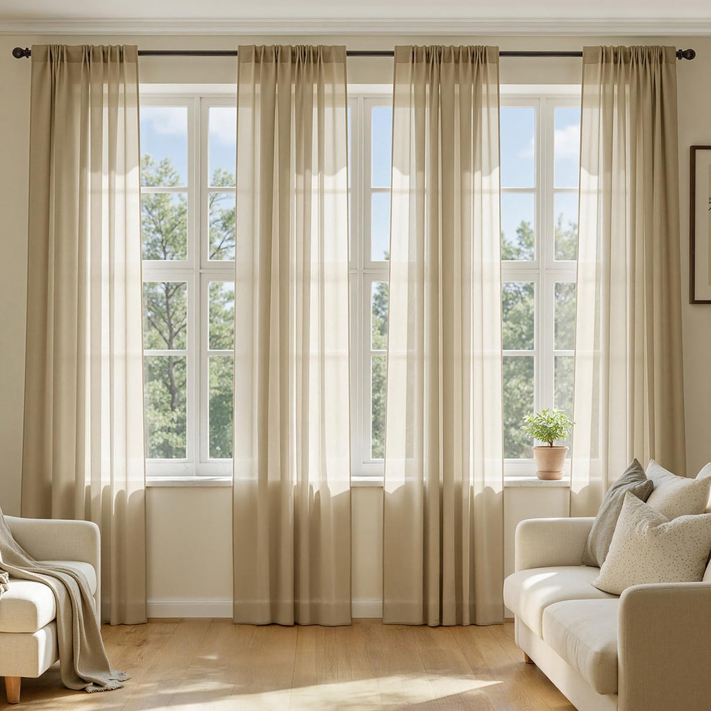 MIULEE White Sheer Curtains 84 Inches Long, 4 Panels Set, Light Filtering Rod Pocket Voile Drapes for Living Room and Bedroom, Airy Soft Fabric Window Treatments, 42 x 84 Inches