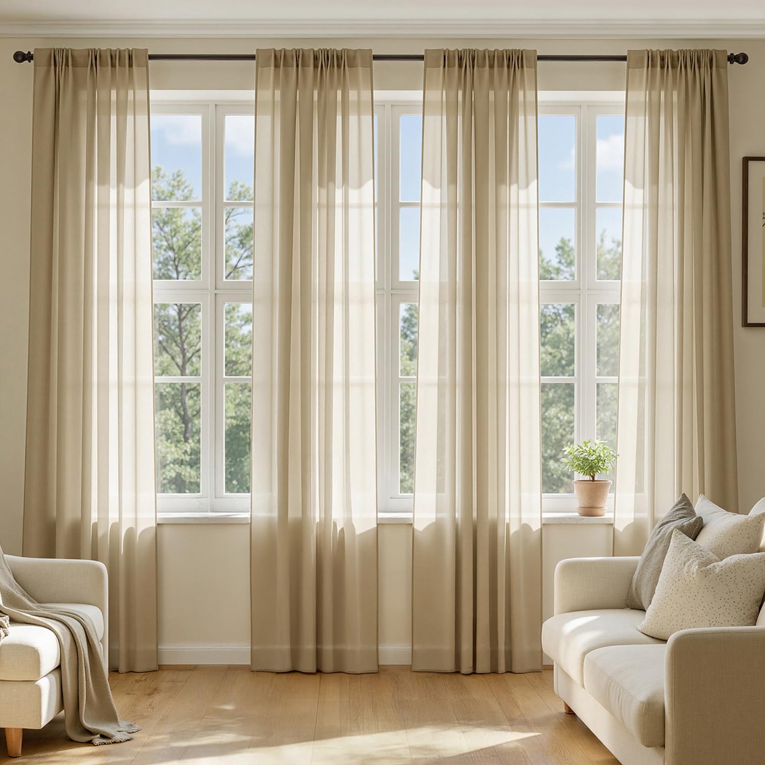 MIULEE White Sheer Curtains 84 Inches Long, 4 Panels Set, Light Filtering Rod Pocket Voile Drapes for Living Room and Bedroom, Airy Soft Fabric Window Treatments, 42 x 84 Inches