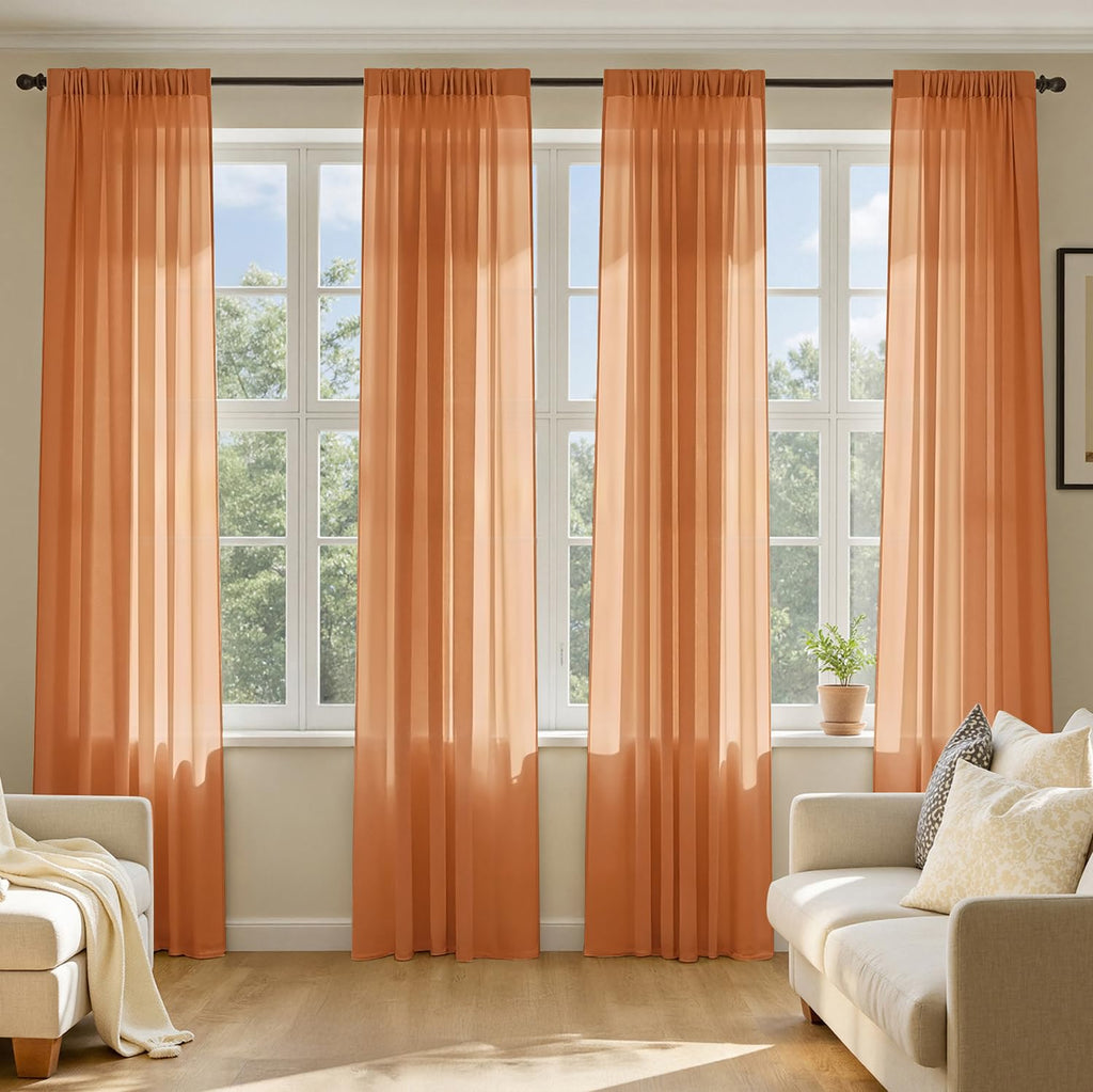 MIULEE White Sheer Curtains 84 Inches Long, 4 Panels Set, Light Filtering Rod Pocket Voile Drapes for Living Room and Bedroom, Airy Soft Fabric Window Treatments, 42 x 84 Inches