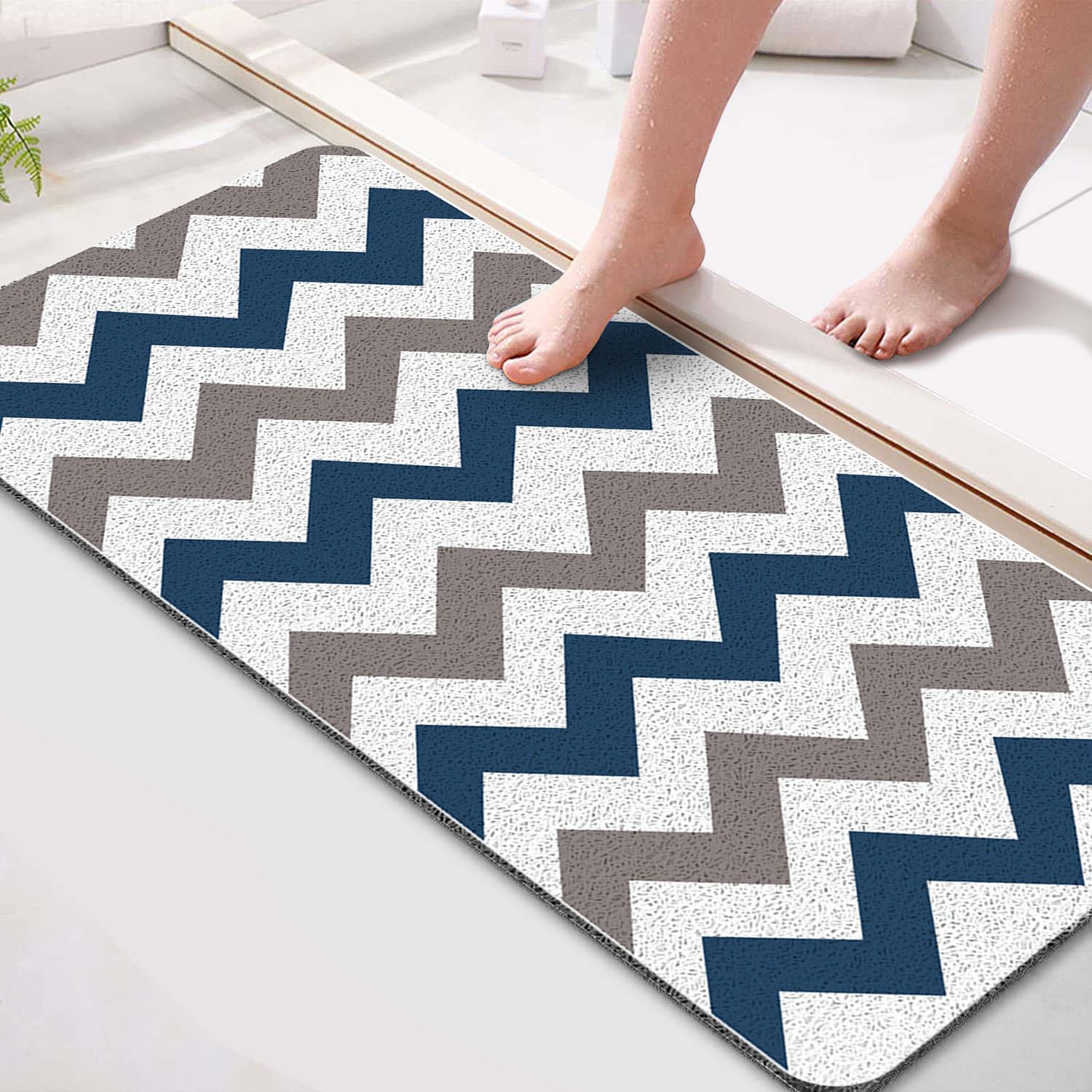 godehone Shower Mats Non Slip Without Suction Cups, PVC Loofah Bathroom Mats, Loofah Mats for Shower and Bathroom, Quick Drying, 15.7× 36 Inch, Grey