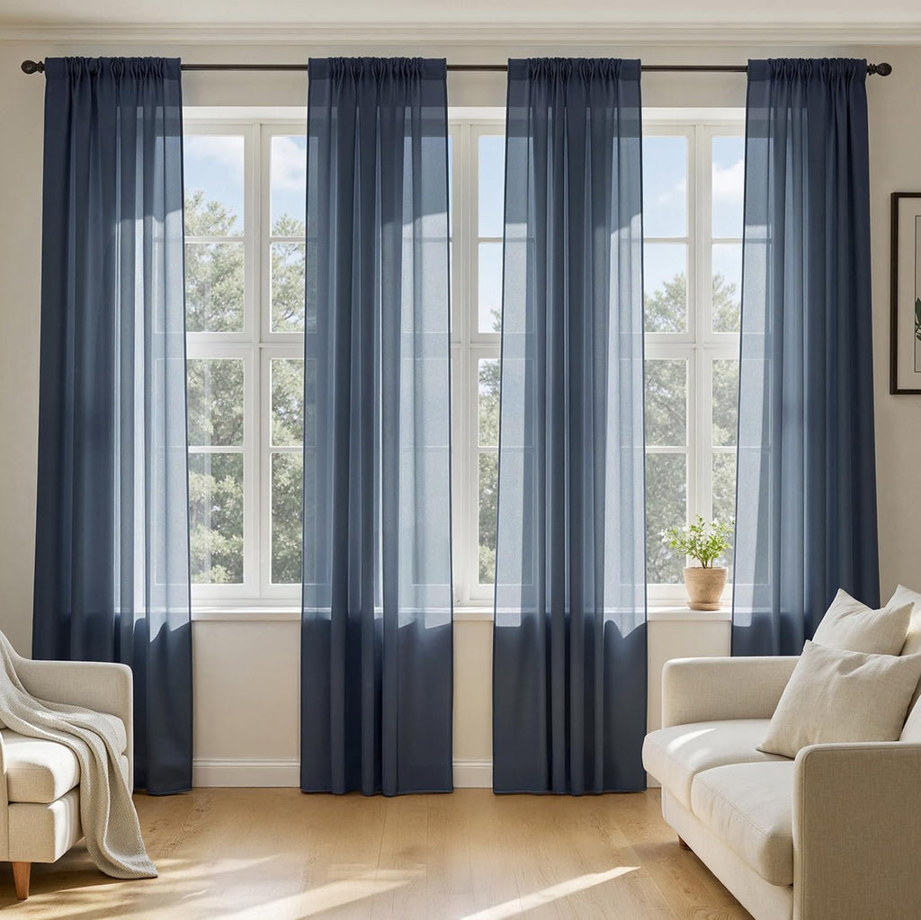 MIULEE White Sheer Curtains 84 Inches Long, 4 Panels Set, Light Filtering Rod Pocket Voile Drapes for Living Room and Bedroom, Airy Soft Fabric Window Treatments, 42 x 84 Inches