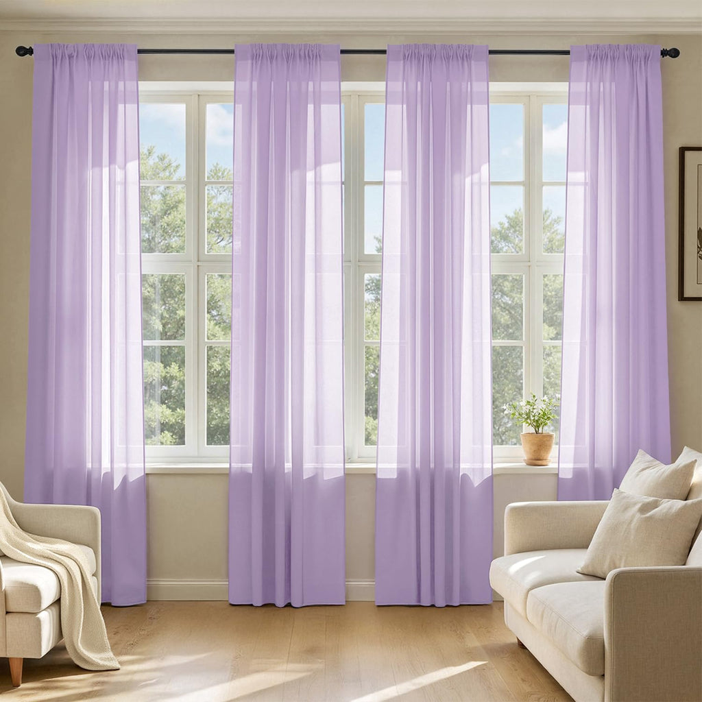 MIULEE White Sheer Curtains 84 Inches Long, 4 Panels Set, Light Filtering Rod Pocket Voile Drapes for Living Room and Bedroom, Airy Soft Fabric Window Treatments, 42 x 84 Inches