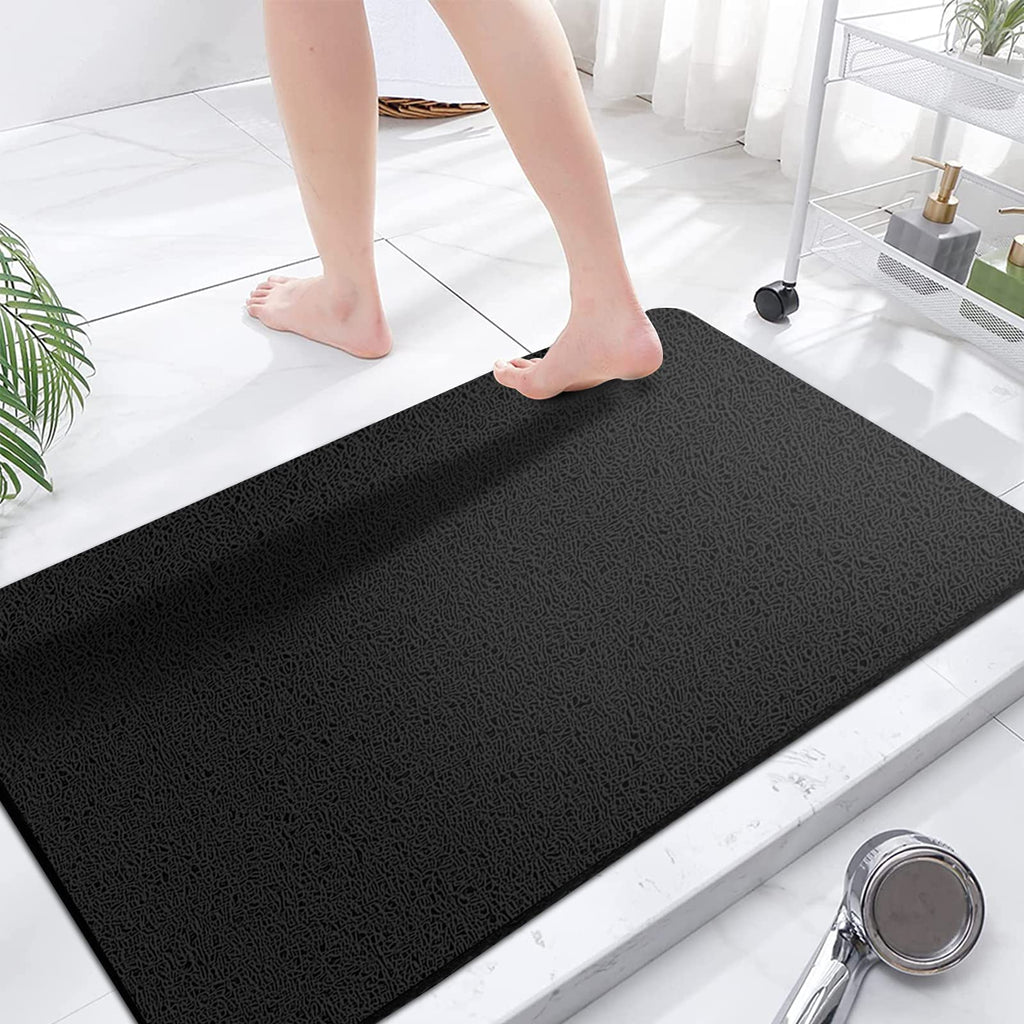 godehone Shower Mats Non Slip Without Suction Cups, PVC Loofah Bathroom Mats, Loofah Mats for Shower and Bathroom, Quick Drying, 15.7× 36 Inch, Grey