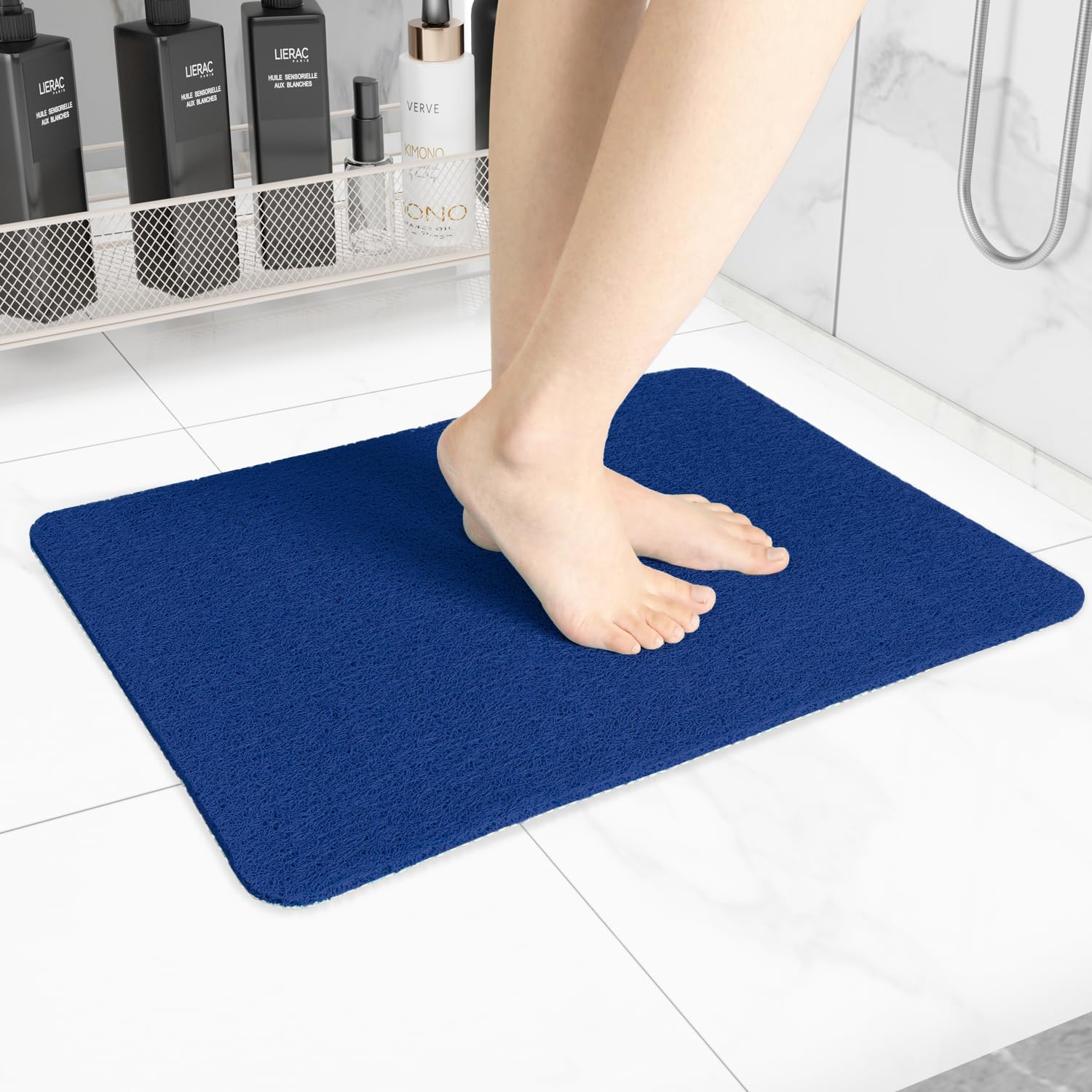 Hargiis Non Slip Bathtub Mat, Foot Scrubber Anti Slip Fast Drying Shower Mat for Tub, Floor,Bathroom, Home, Kitchen, Hotel, Beige, 24x16 Inches