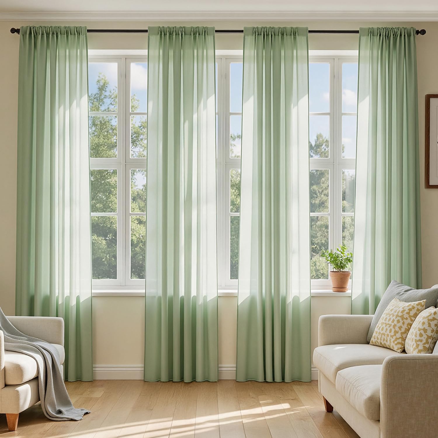 MIULEE White Sheer Curtains 84 Inches Long, 4 Panels Set, Light Filtering Rod Pocket Voile Drapes for Living Room and Bedroom, Airy Soft Fabric Window Treatments, 42 x 84 Inches