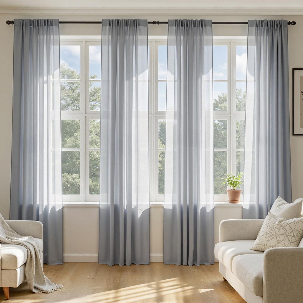 MIULEE White Sheer Curtains 84 Inches Long, 4 Panels Set, Light Filtering Rod Pocket Voile Drapes for Living Room and Bedroom, Airy Soft Fabric Window Treatments, 42 x 84 Inches
