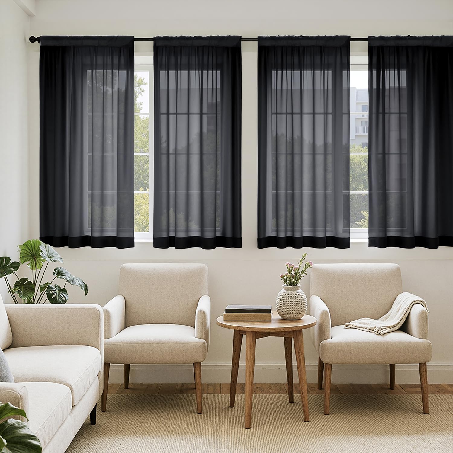 MIULEE White Sheer Curtains 84 Inches Long, 4 Panels Set, Light Filtering Rod Pocket Voile Drapes for Living Room and Bedroom, Airy Soft Fabric Window Treatments, 42 x 84 Inches