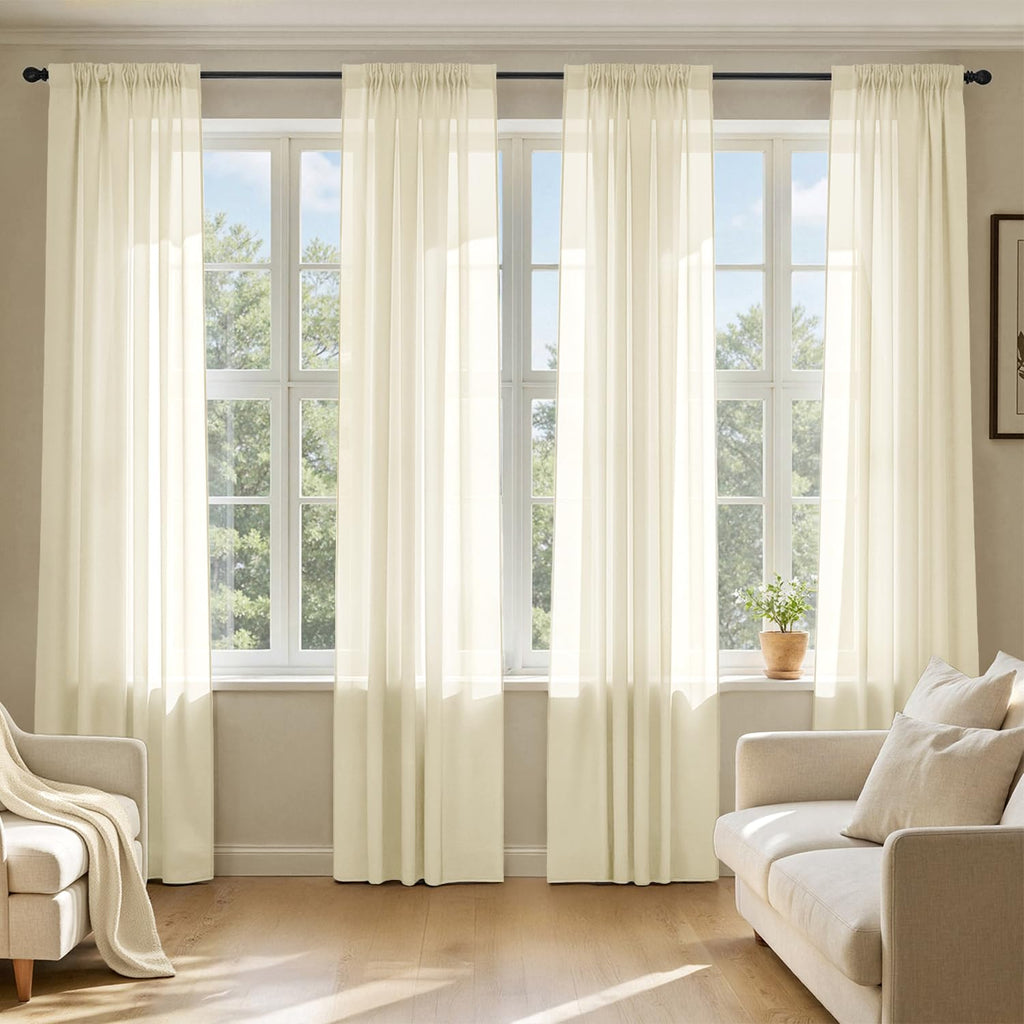 MIULEE White Sheer Curtains 84 Inches Long, 4 Panels Set, Light Filtering Rod Pocket Voile Drapes for Living Room and Bedroom, Airy Soft Fabric Window Treatments, 42 x 84 Inches