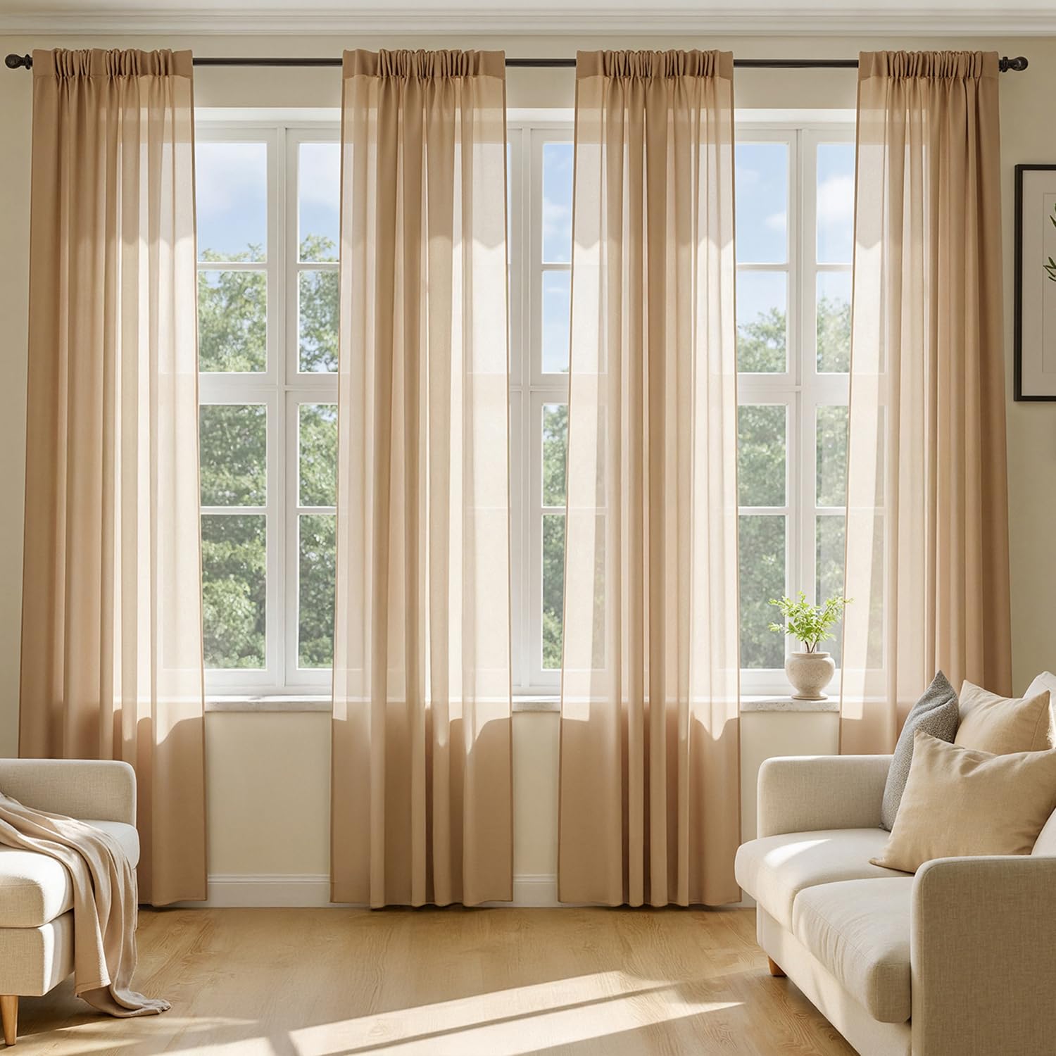 MIULEE White Sheer Curtains 84 Inches Long, 4 Panels Set, Light Filtering Rod Pocket Voile Drapes for Living Room and Bedroom, Airy Soft Fabric Window Treatments, 42 x 84 Inches