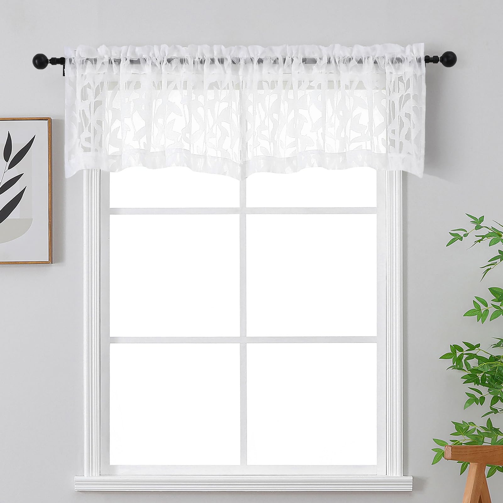 OWENIE Leyna 2 Panels Sage Green Sheer Curtains 63 Inch Length for Bedroom, Soft Lightweight Jacquard Clip Window Curtain for Living Room, Double Rod Pockets Textured Drapes, Each 40Wx63L Inches