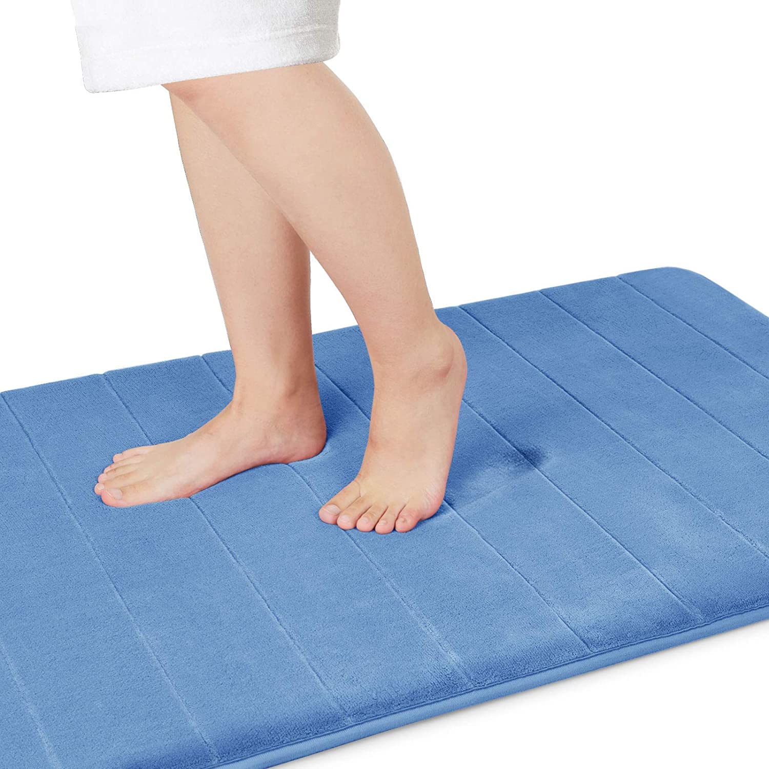 Yimobra Memory Foam Bath Mat, Super Soft Absorbent Bathroom Rug Non Slip, Quick Dry, Machine Washable Floor Carpet for Tub Shower, Home Decor Accessories, 24x17, Grey