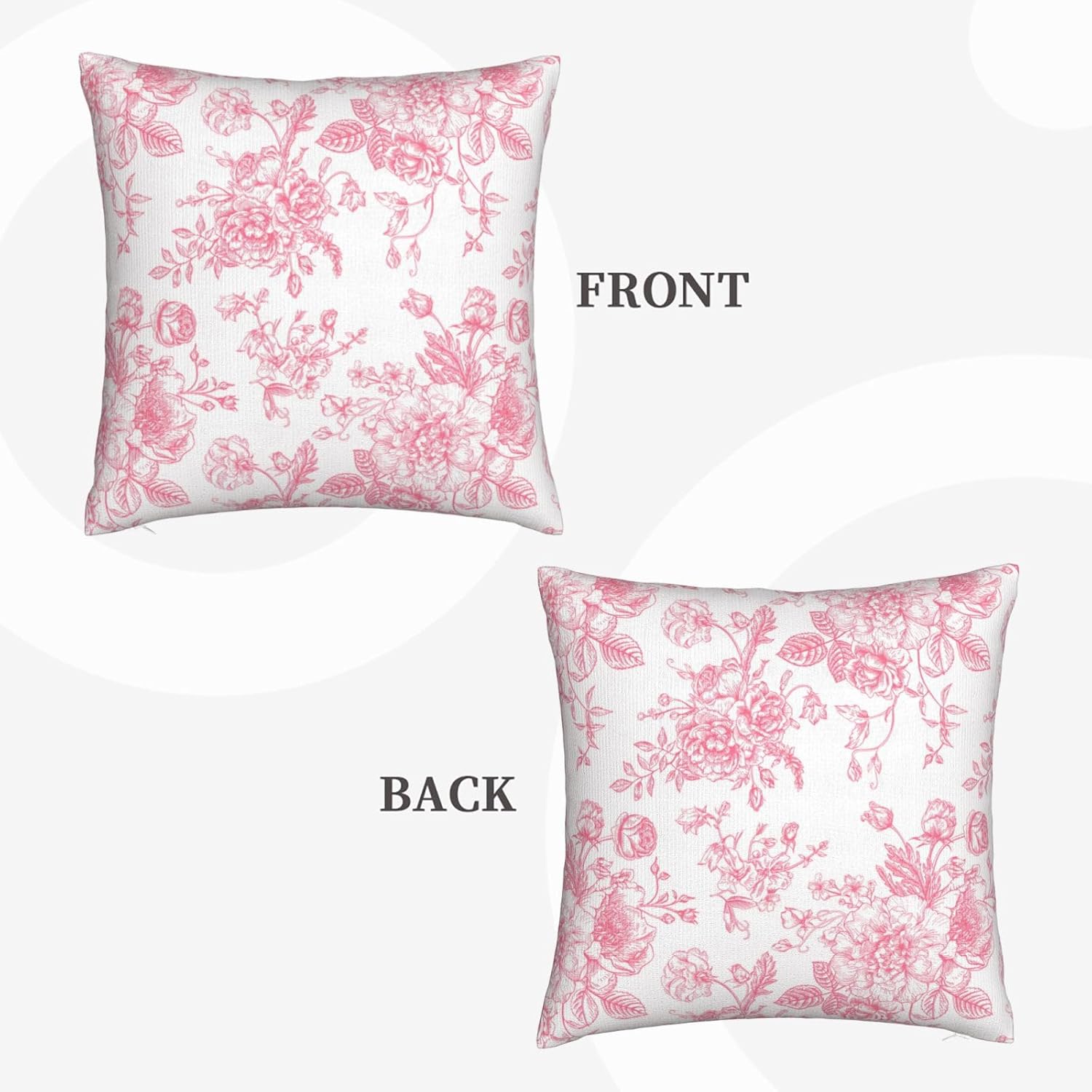 Pink and White Floral Throw Pillow Covers 18x18 Inches Set of 2, Decorative Vintage Chinoiserie Flower Pillow Case Farmhouse Cushion Covers for Sofa Bed Couch Living Room