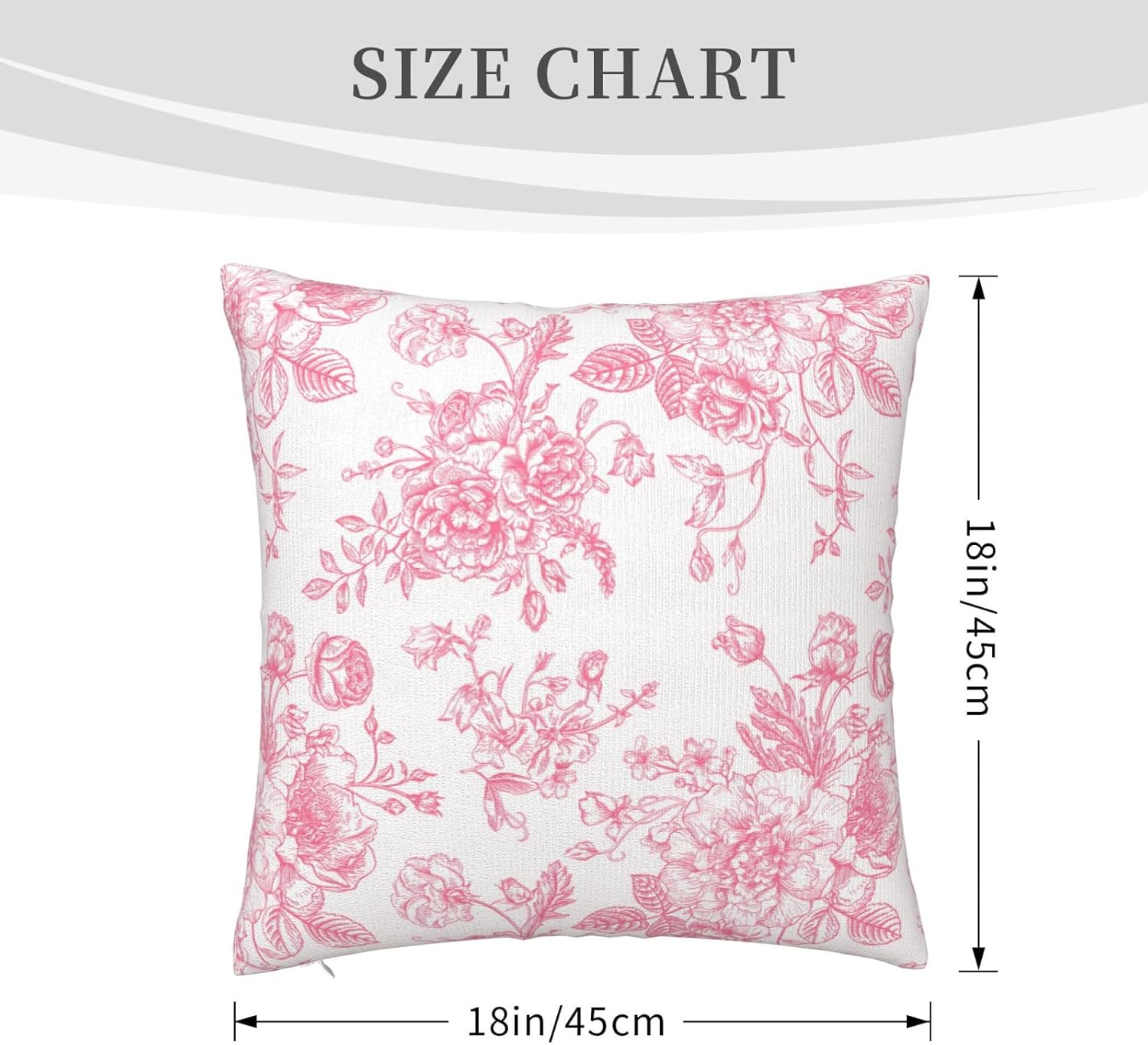 Pink and White Floral Throw Pillow Covers 18x18 Inches Set of 2, Decorative Vintage Chinoiserie Flower Pillow Case Farmhouse Cushion Covers for Sofa Bed Couch Living Room