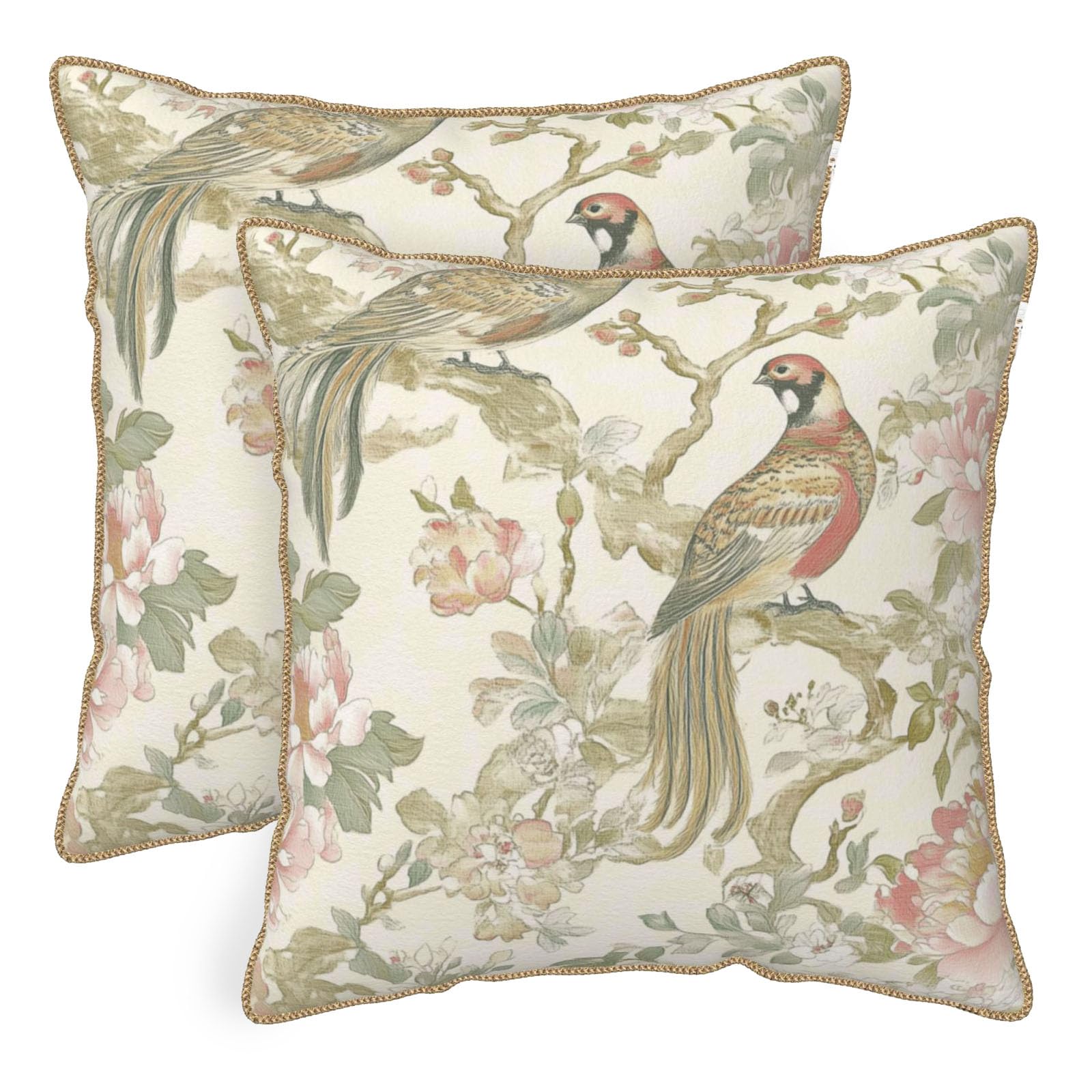 Vintage Floral Soft Velvet Throw Pillow Covers Set of 2 Burnt Orange Navy Flowers Plant Decorative Pillow Covers 18x18 Inch Art Botanical Pillow Case For Sofa Couch Outdoor Farmhouse Home Decor
